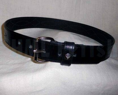 cut Leatherbelt black with stitching