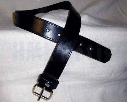 cut Leatherbelt black with stitching