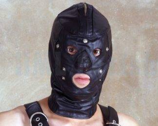 Leather-Hood with zip